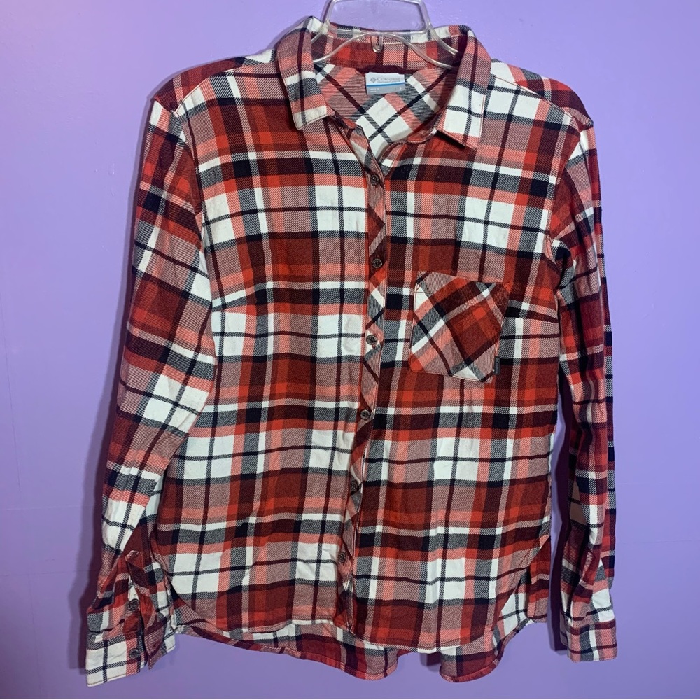 Columbia Red Plaid Flannel Button Up